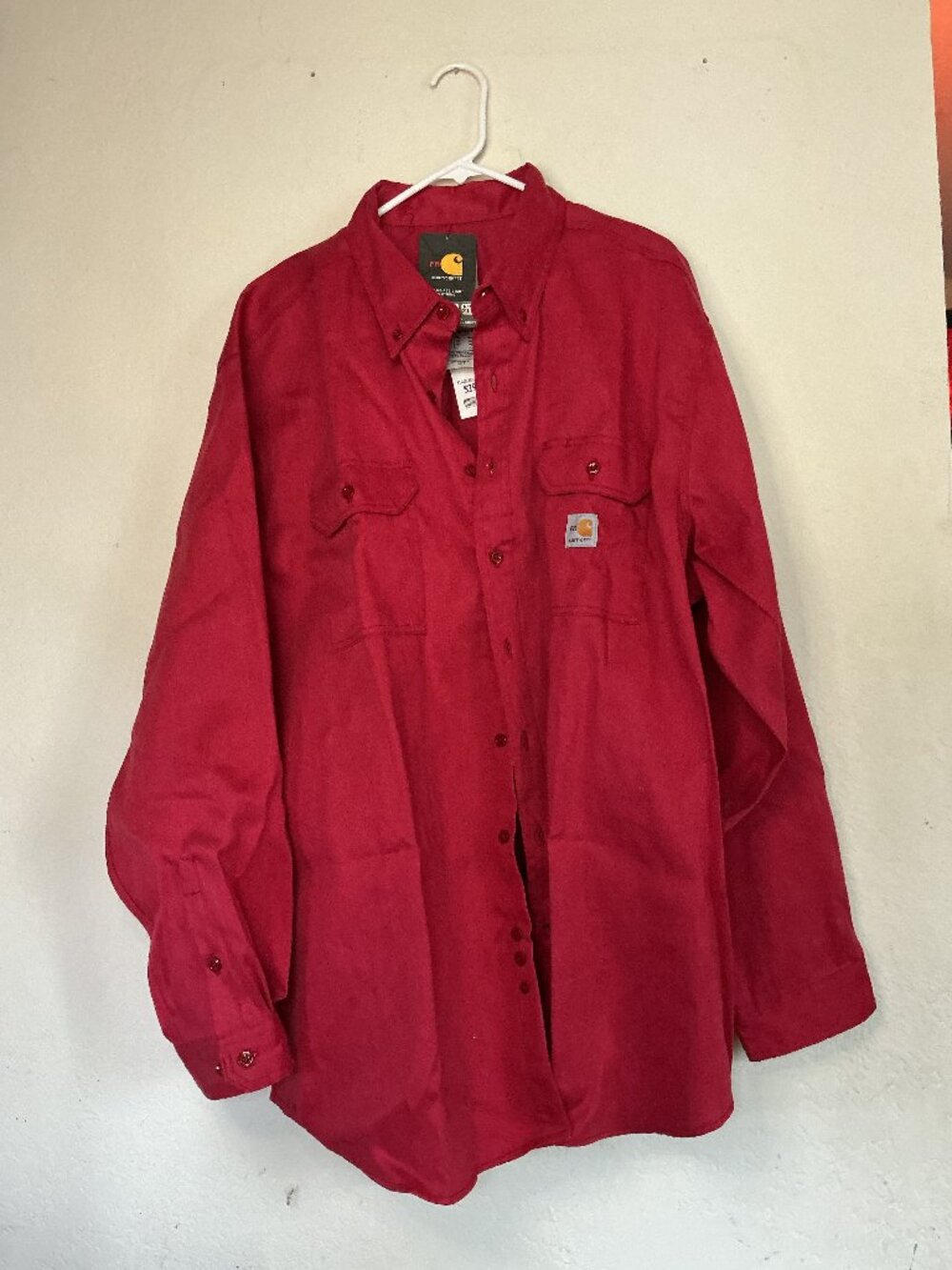 Carhartt Flame Resistent Twill Long Sleeve Shirt in Red Color - Mens 3XL NWT
